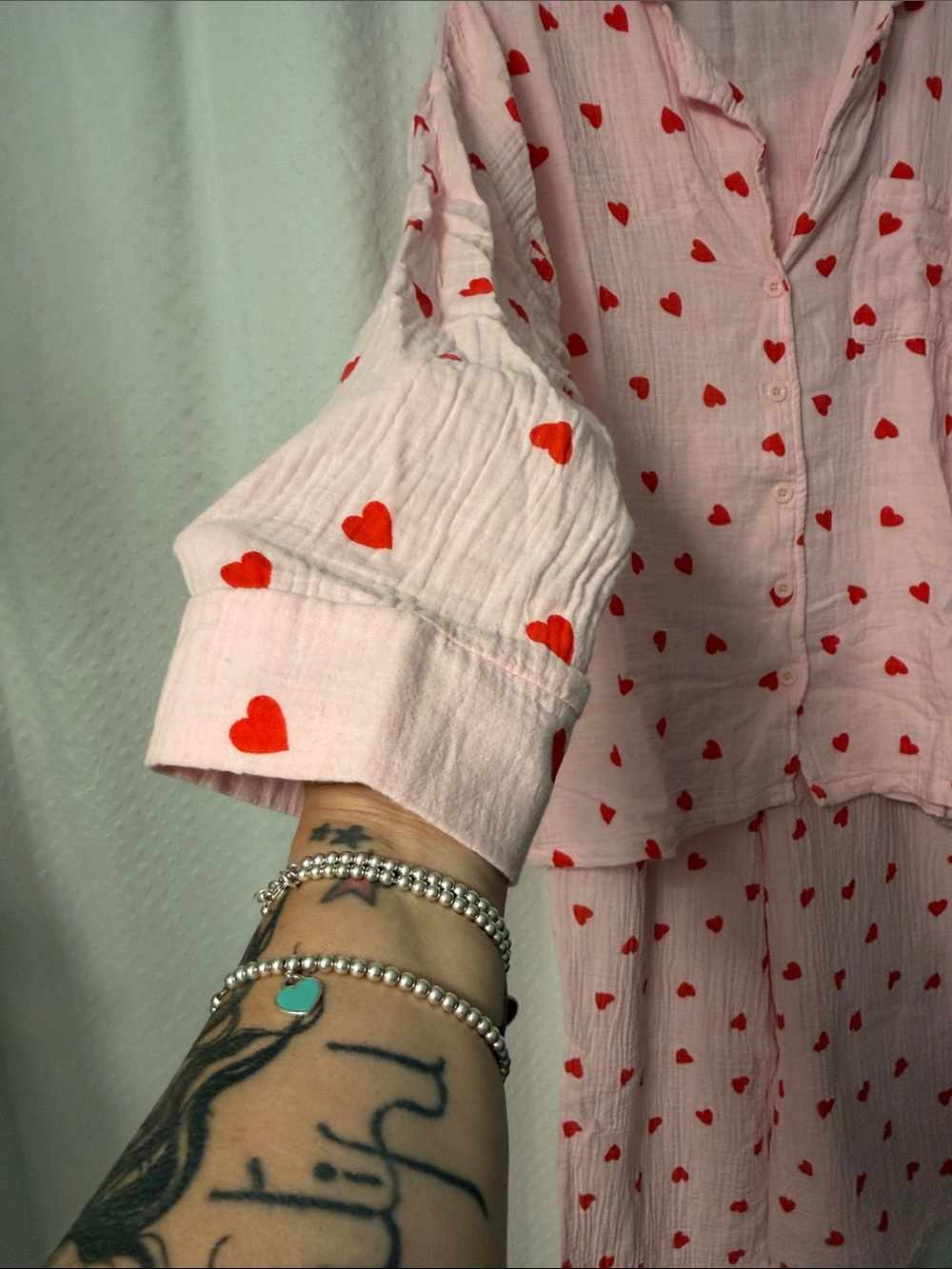 Women’s Pink Heart-Print Pajama Set - Picture 4 of 8
